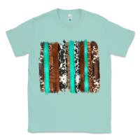 Seafoam western cowhide wood and turquoise glitter brushstrokes Classic Tee - Artiststas