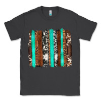 Smoke western cowhide wood and turquoise glitter brushstrokes Classic Tee - Artiststas