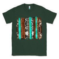 Sports Green western cowhide wood and turquoise glitter brushstrokes Classic Tee - Artiststas