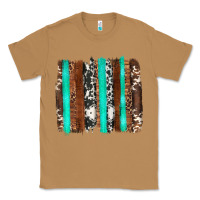 Toasted Coconut western cowhide wood and turquoise glitter brushstrokes Classic Tee - Artiststas