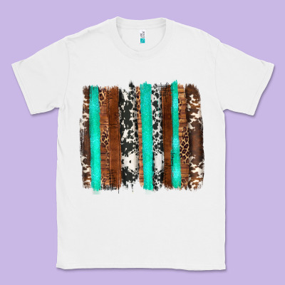 Western Cowhide Wood And Turquoise Glitter Brushstrokes Classic Tee Designed By Artiststas