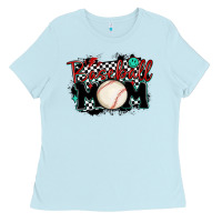 Baby Blue baseball mom Ladies Tee - MaliasSmallBusiness