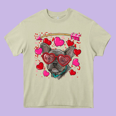 Heavy Core Tee Valentine's day french bulldog puppy