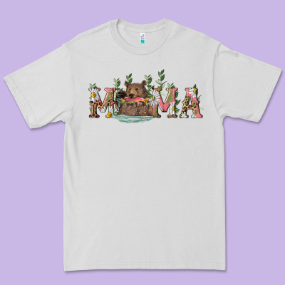 Premium Tee mama with bear and daisy