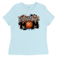 Baby Blue basketball mom Ladies Tee - MaliasSmallBusiness