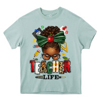 Arona teacher life afro messy bun Heavy Core Tee - texasbilliewilder