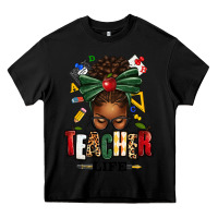 Black teacher life afro messy bun Heavy Core Tee - texasbilliewilder