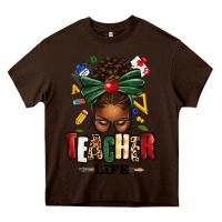 Chocolate Brown teacher life afro messy bun Heavy Core Tee - texasbilliewilder