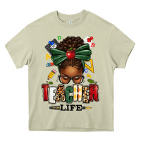 Mossy teacher life afro messy bun Heavy Core Tee - texasbilliewilder