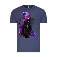 Vintage Denim black witch cat Vintage Tee - BundleAndBundleShop