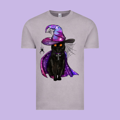 Black Witch Cat Vintage Tee Designed By Bundleandbundleshop