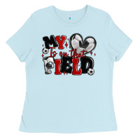 Baby Blue my heart is on that field soccer Ladies Tee - MaliasSmallBusiness