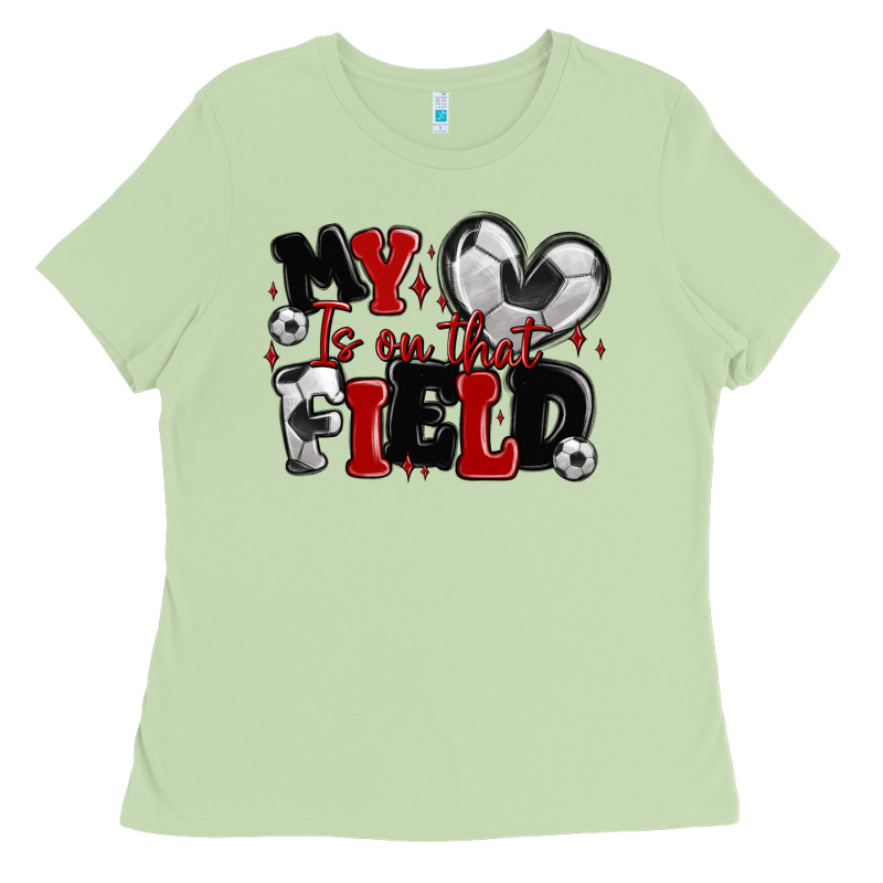 My Heart Is On That Field Soccer Ladies Tee by MaliasSmallBusiness | Teevron