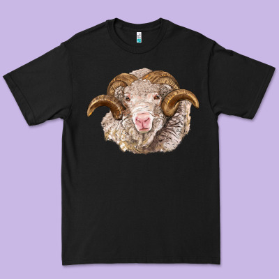Merino Wool Ram Premium Tee Designed By Barkaloodesign
