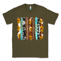 Army Green western cowhide leopard turquoise brushstrokes Classic Tee - Artiststas