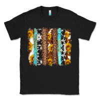 Black western cowhide leopard turquoise brushstrokes Classic Tee - Artiststas