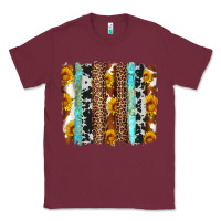 Burgundy western cowhide leopard turquoise brushstrokes Classic Tee - Artiststas
