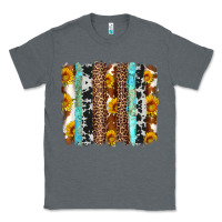 Charcoal Heather western cowhide leopard turquoise brushstrokes Classic Tee - Artiststas