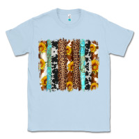 Dusty Blue western cowhide leopard turquoise brushstrokes Classic Tee - Artiststas