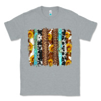 Heather Grey western cowhide leopard turquoise brushstrokes Classic Tee - Artiststas