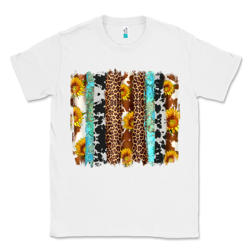 Western Cowhide Leopard Turquoise Brushstrokes Classic Tee by Artiststas | Teevron