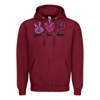 Burgundy peace love dance Zipper Hoodie - MaliasSmallBusiness