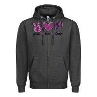 Charcoal Heather peace love dance Zipper Hoodie - MaliasSmallBusiness