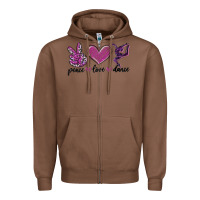 Chestnut peace love dance Zipper Hoodie - MaliasSmallBusiness
