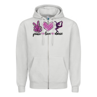 Dove Grey peace love dance Zipper Hoodie - MaliasSmallBusiness