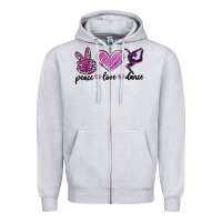 Heather Grey peace love dance Zipper Hoodie - MaliasSmallBusiness