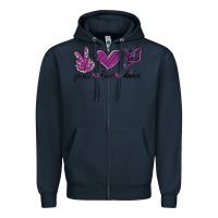 Navy peace love dance Zipper Hoodie - MaliasSmallBusiness