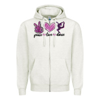Oatmeal Heather peace love dance Zipper Hoodie - MaliasSmallBusiness