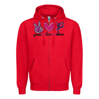Red peace love dance Zipper Hoodie - MaliasSmallBusiness