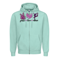 Seafoam peace love dance Zipper Hoodie - MaliasSmallBusiness