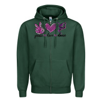 Sports Green peace love dance Zipper Hoodie - MaliasSmallBusiness