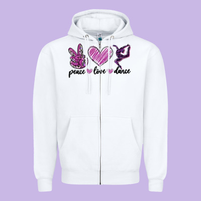 Peace Love Dance Zipper Hoodie Designed By Maliassmallbusiness