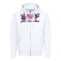 White peace love dance Zipper Hoodie - MaliasSmallBusiness