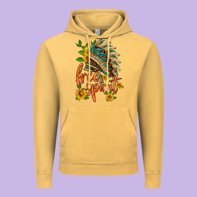 Free Spirit Sunflower And Indian Headdress Vintage Hoodie Designed By Hra Design Shop