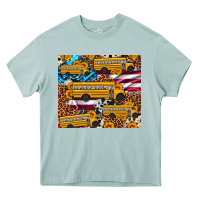 Arona school bus American flag sunflower cowhide leopard Heavy Core Tee - Artiststas