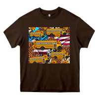 Chocolate Brown school bus American flag sunflower cowhide leopard Heavy Core Tee - Artiststas