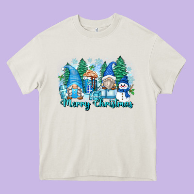 Merry Christmas Snowman Gnomes Heavy Core Tee Designed By Zillion Design Studio