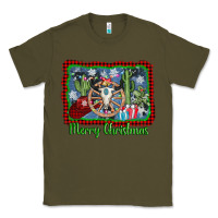 Army Green merry christmas western bull skull Classic Tee - AdoDesignShop