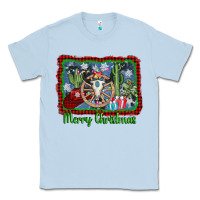 Dusty Blue merry christmas western bull skull Classic Tee - AdoDesignShop