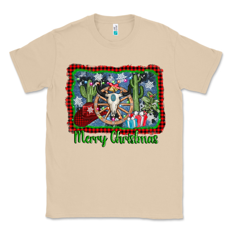 Merry Christmas Western Bull Skull Classic Tee by AdoDesignShop | Teevron