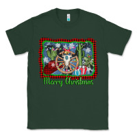 Sports Green merry christmas western bull skull Classic Tee - AdoDesignShop