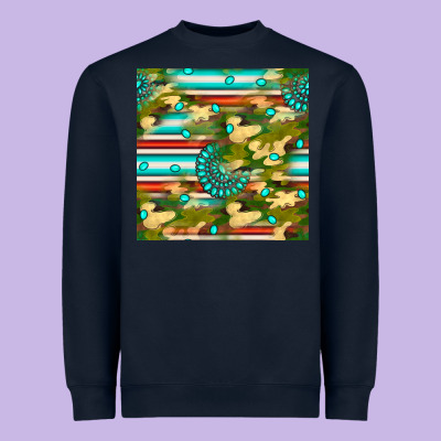 Camouflage Serape Gemstone Seamless Pattern Heavyweight Sweatshirt Designed By Bundleandbundleshop