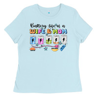 Baby Blue battery life of a wife & mom Ladies Tee - JahusDesignShop
