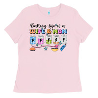 Bubblegum Pink battery life of a wife & mom Ladies Tee - JahusDesignShop