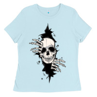 Baby Blue skull in the wall file Ladies Tee - MaliasSmallBusiness