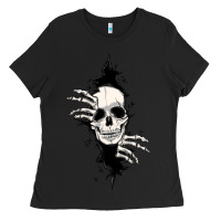 Black skull in the wall file Ladies Tee - MaliasSmallBusiness